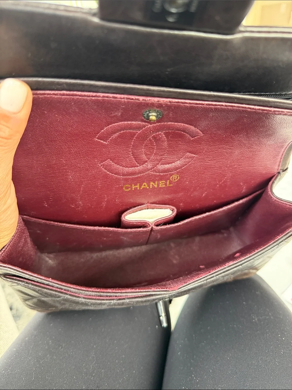 CHANEL Quilted Double Flap Shoulder Bag in Dark Brown